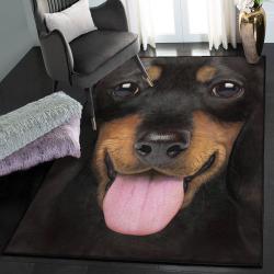 Dachshund Modern Area Rugs, Big Face Dachshund Puppy Rug