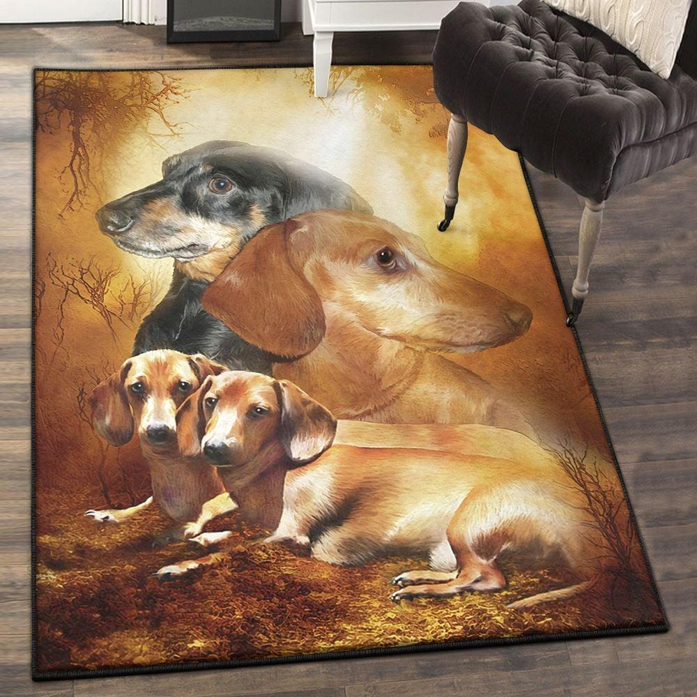 Dachshund Puppies Dining Room Rug, Dachshund Rug