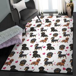 Dachshund Puppies Living Room Rugs, Dachshund Heart Rug