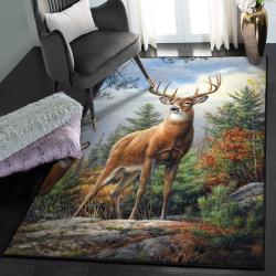Deer Hunting Area Rugs For Living Room, Deer Hunting Picture Painting Rug