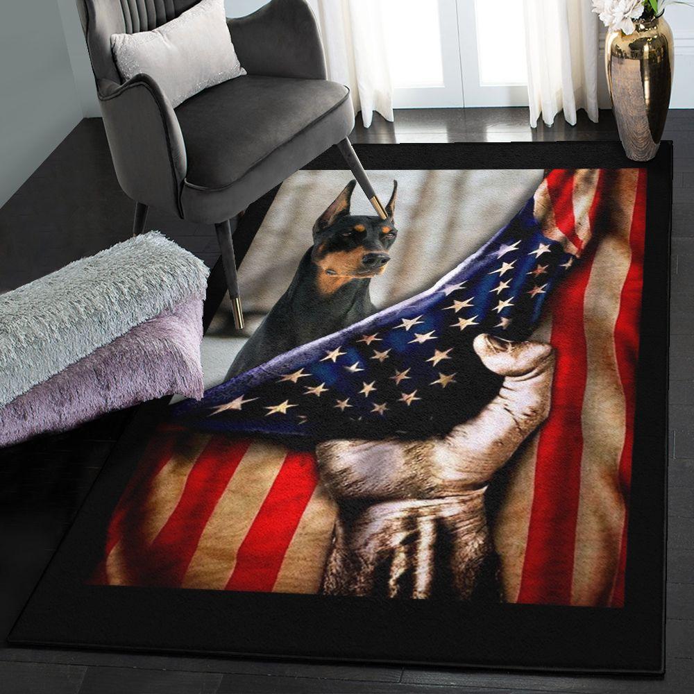 Doberman Pinscher Large Area Rugs, Doberman Flag Rug