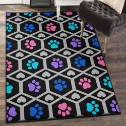 Dog Lovers Non Shedding Area Rug, Paw Dog Rainbow GS CL Rug