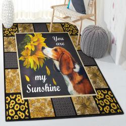 Dog Washable Area Rugs, Beagle Dog Sunflower GS CL Rug