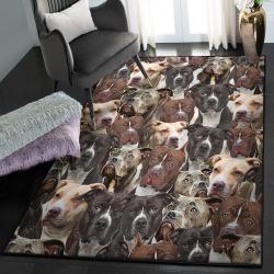 Dogs Dining Room Rug, American Pit Bull Terrier Rug