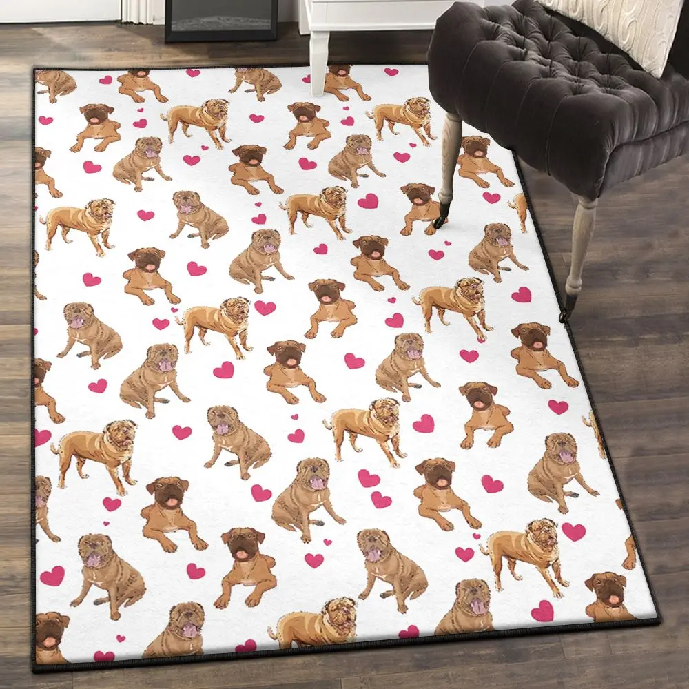 Dogue De Bordeaux Mom Area Rugs, Valentine's Day Dogue De Bordeaux Heart GS CL Rug