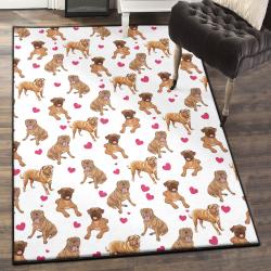 Dogue De Bordeaux Mom Area Rugs, Valentine's Day Dogue De Bordeaux Heart GS CL Rug