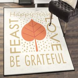 Falling Leaves Art Deco Rug, Happy Fall Rug