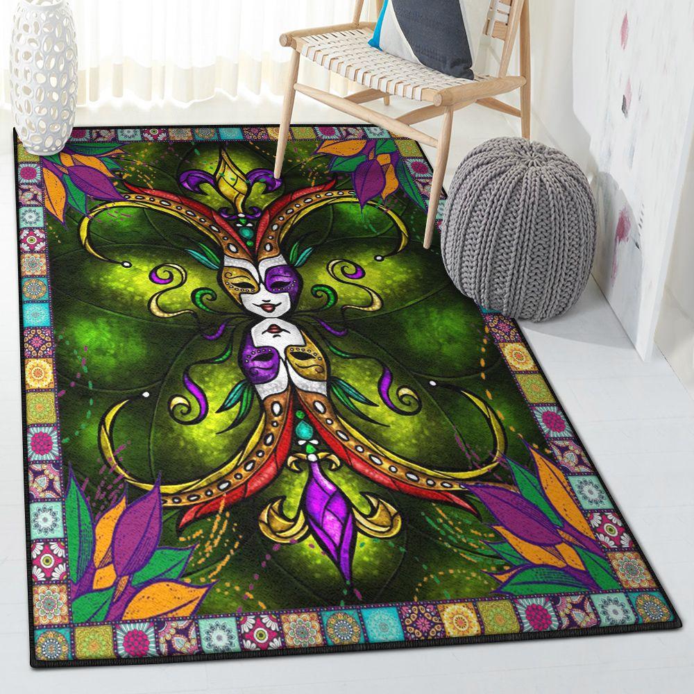 Fat Tuesday Modern Area Rugs, Mardi Gras Carnival Two Masks GS Rug