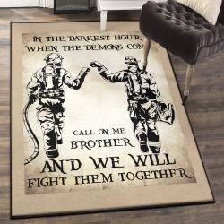 Firefighter Gift Art Deco Rug, Fireman In The Darkest Hour Rug