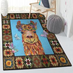 Floral Kitchen Rugs, Floral Llama Rug