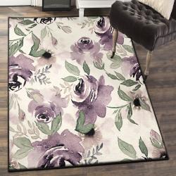 Flower Bouquet Art Deco Rug, Purple Flowers Rug
