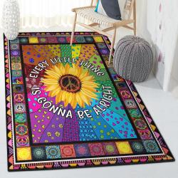 Flower Carpets For Living Room, Hippie Sunflower Every Little Thing Gonna Be Alright Rug
