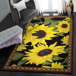 Flower Washable Area Rugs, Sunflower Rug