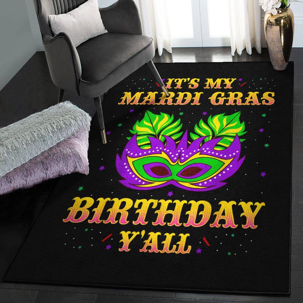 Funny Old People Carpets For Living Room, Mardi Gras Birthday It's My Mardi Gras Birthday Y'All GS CL Rug