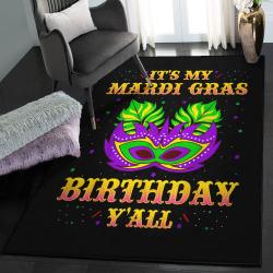Funny Old People Carpets For Living Room, Mardi Gras Birthday It's My Mardi Gras Birthday Y'All GS CL Rug