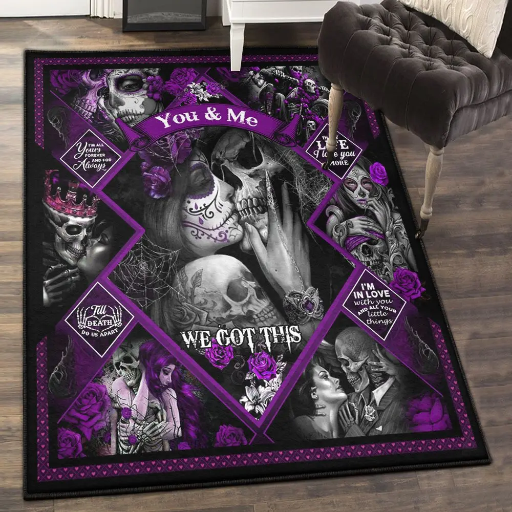 Girlfriend Area Rugs For Living Room, Skull Couples You And Me We Got This Rug