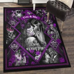 Girlfriend Area Rugs For Living Room, Skull Couples You And Me We Got This Rug