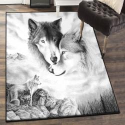 Halloween Gift Area Rugs, Wolf Couple Rug