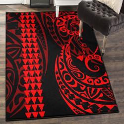 Hawaii Beach Area Rugs For Living Room, Hawaii Kakau Red Polynesian Rug