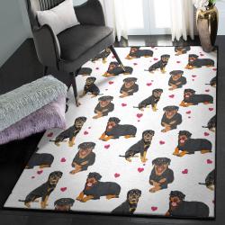 Heart Icon Modern Area Rugs, Valentine's Day Rottweiler Heart GS CL Rug