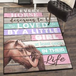 Horse Racing Large Area Rugs, Horse Loved By Little Girl Rug