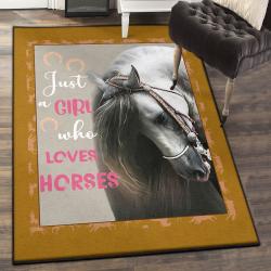 Horsing Large Living Room Rugs, Horse Just A Girl Who Loves Horses Rug