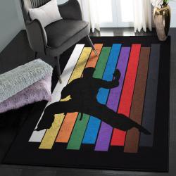 Karate Flying Kick Outdoor Carpet, Karate Belt Karate Silhouette GS CL Rug
