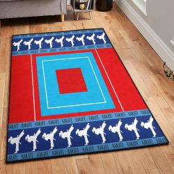 Karate Kick Pose Area Rugs For Living Room, Karate Court Rug