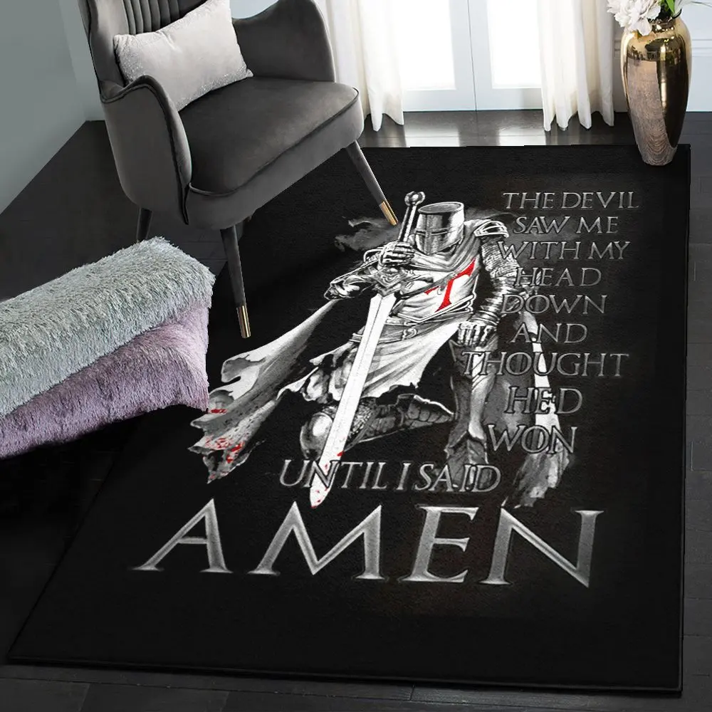 Knighthood Modern Area Rugs, The Crusader The Devil Saw Me Knight Templar GS CL Rug
