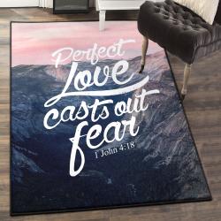 Love Modern Area Rugs, Perfect Love Casts Out Fear 1 John 4:18 Rug