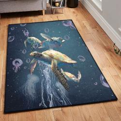 Marine Turtles Washable Area Rugs, Sea Turtle GS CL Rug