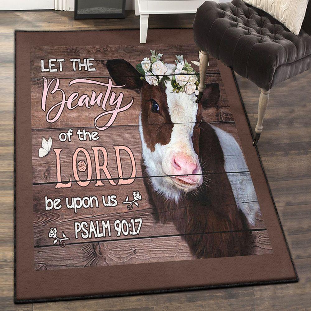 Milk Cow Modern Area Rugs, Cow Let The Beauty Of The Lord Be Upon Us GS Rug