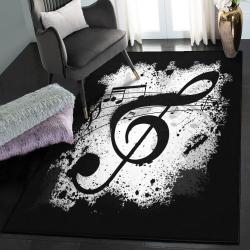 Music Note Large Living Room Rugs, Music Note Black GS CL Rug