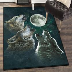 Mythical Creatures Washable Rugs, Three Wolf Moon Rug