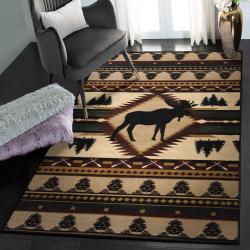 Native Land Carpets For Living Room, Native Wild Moose GS 2205TL Rug