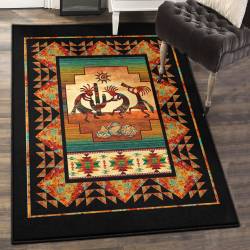 Native Land Indoor Outdoor Carpet, Kokopelli Sunset Native American GS CL Rug