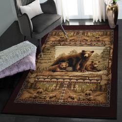 Native Land Washable Rugs, Bear Native Vintage Pattern GS 1505LB Rug