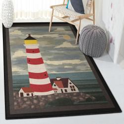 Nautical Non Shedding Area Rug, Lighthouse Rug