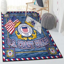 Navy Non Shedding Area Rug, Us Coast Guard Rug