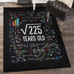 New Year Eve Large Living Room Rugs, Square Root Of 225 15Th Birthday 15 Year Old Gifts Math Bday GS CL Rug