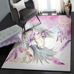 One horned Horse Outdoor Carpet, Spirit Unicorn Rug