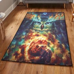 Owl Art Living Room Rugs, Owl Galaxy Rug