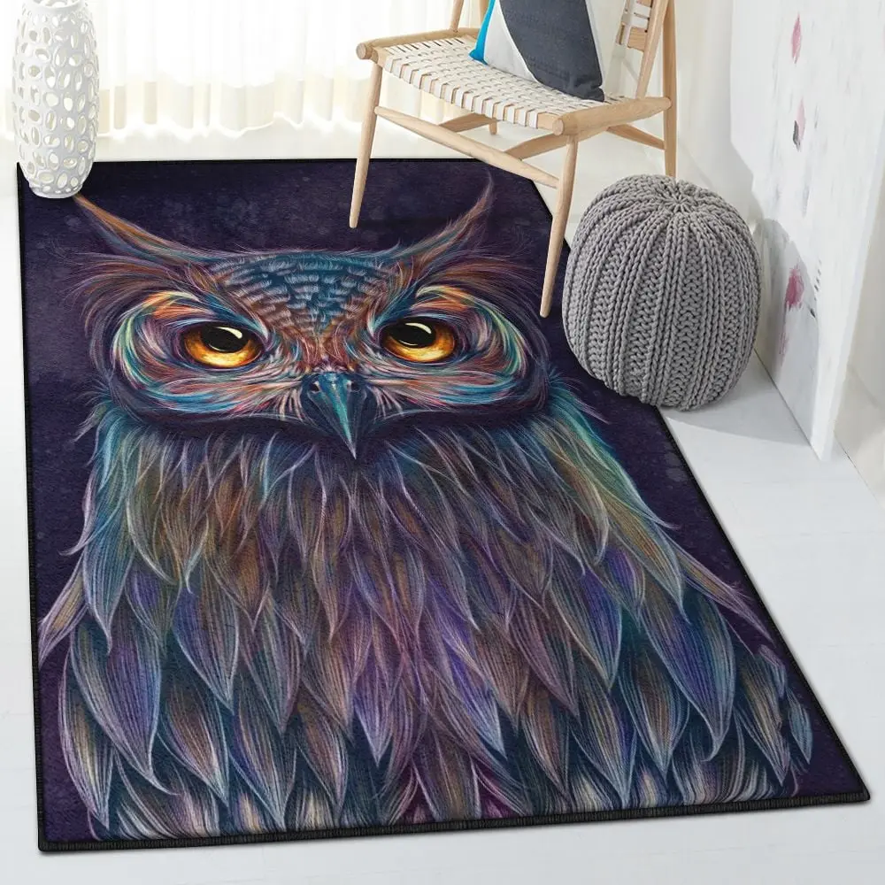 Owl Art Washable Area Rugs, Owl Rug