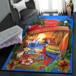 Parrot Cool Rugs, Margaritaville Royal Blue Parrot Beach Sunset Rug