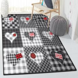 Patchwork Pattern Large Area Rugs, Valentine Black And White Heart Patchwork GS Rug