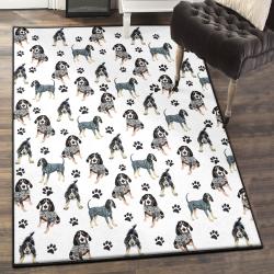 Paws Print Indoor Outdoor Rugs, Bluetick Coonhound Paw Rug