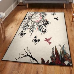Peace Indoor Outdoor Rugs, Peace Butterflies Dreamcatcher Rug
