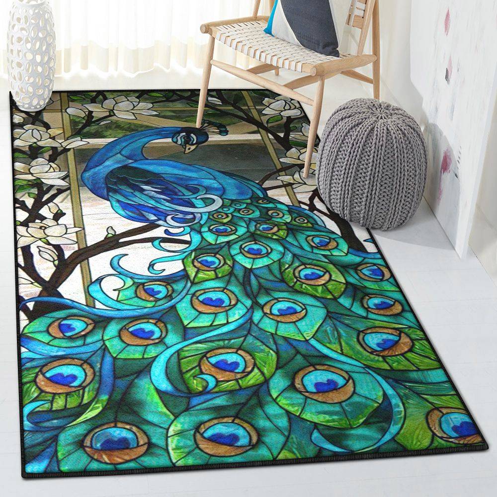 Peafowl Large Living Room Rugs, Peacock Rug