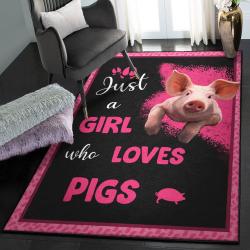 Pig Area Rugs For Living Room, GIRL LOVES PIG Rug