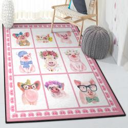 Pig Modern Rugs, Pink Pigs Rug